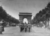 German troops march toward the Arc de Triomphe in Paris.