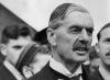 British Premier Sir Neville Chamberlain, on his return from talks with Hitler in Germany concerning the Munich Pact terms.