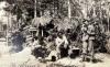 Sergeant Newton Lascalea (1st on the left) and Sergeant Gutenberg Melo (center) in front of a German bunker occupied by Brazilian FEB in front of Mount Belvedere.
