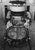Dr. Nishina working on a 210-ton cyclotron.
