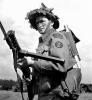 Canadian soldier with an Lanchester submachine gun training for D-Day.