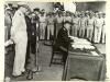 Kuzma Derevyanko signing the Japanese surrender document aboard USS Missouri.
