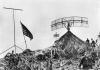 Radar set beside the famous Iwo Jima flag.