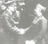 Adolf Hitler and Francisco Franco shaking hands at the Hendaye train station.