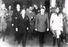 Emissary from Japan (on the left) and from Italy (on the right) accompanied by the german dictator Adolf Hitler after signing the Tripartite Pact.