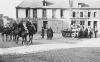 Wehrmacht cavalry pass by french Renault R35 tank.
