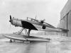 The Blackburn Roc Mark I, seaplane, L3059, parked on trestles outside the hangars at the "Marine Aircraft Experimental Establishment".