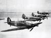 Canadian Hurricane fighters in flight.