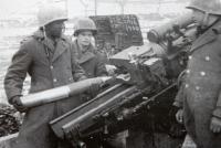 A BEF 105 mm caliber cannon shoots Montese early spring offensive.