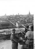 Flakvierling 38 anti-aircraft gun mounted on top of a Flak Tower.