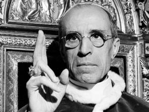 Pope Pius XII proclaiming the dogma of the Assumption of the Virgin Mary.