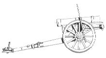 British cannon with 3,7 inches. Its transportation was made by three mules.