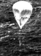 Japanese bomb balloon over Pacific Ocean.