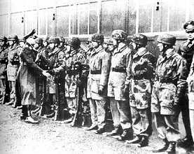 German general congratulates the soldiers responsible for the capture of the fortress.