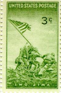 Postage stamp bearing Rosenthal's famous image. It was issued just five months after the flag-raising and sold over 137 million times.