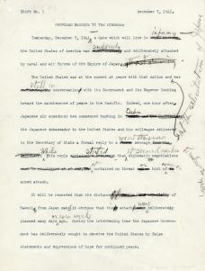 First draft of the Roosevelt speech.