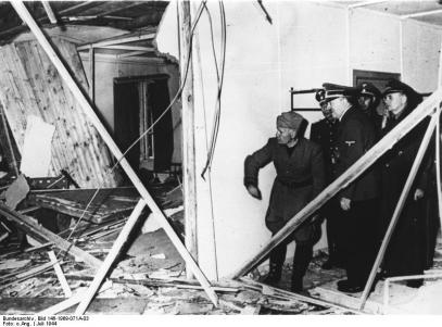 Mussolini visits Hitler at Wolf's Lair after the assassination attempt on Hitler.