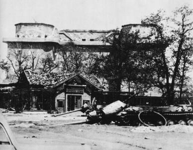Berlin Zoo flak tower after the battle.