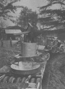 Destroyed Nishina cyclotrons being transported.