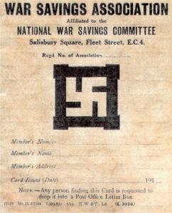British War Savings Association membership card (front) from the 1910s.