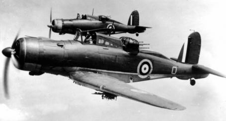 Two Blackburn Roc aircraft in flight.