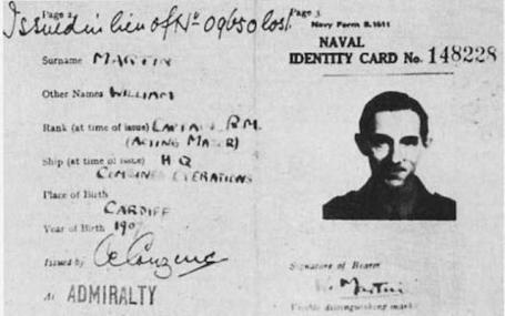 The fake identity card planted on the body of the "Man Who Never Was".