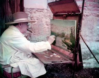 Churchill painting which was one of his hobbies.