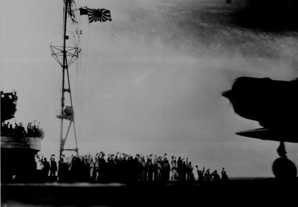 Captured Japanese photograph taken aboard a Japanese carrier before the attack on Pearl Harbor.