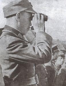 Chiang Kai-shek in the frontlines to raise the morale of his troops.